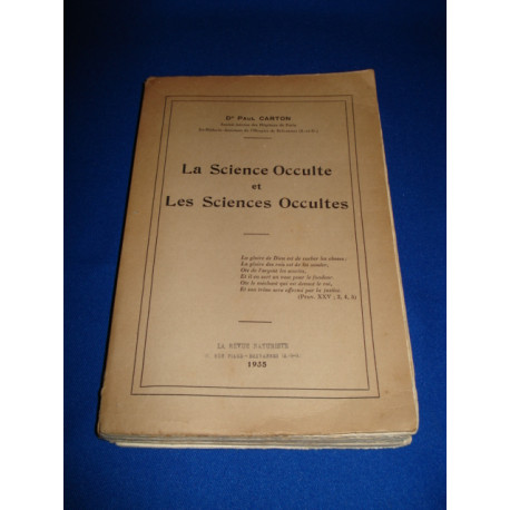 LA SCIENCE OCCULTE ET LES SCIENCES OCCULTES
