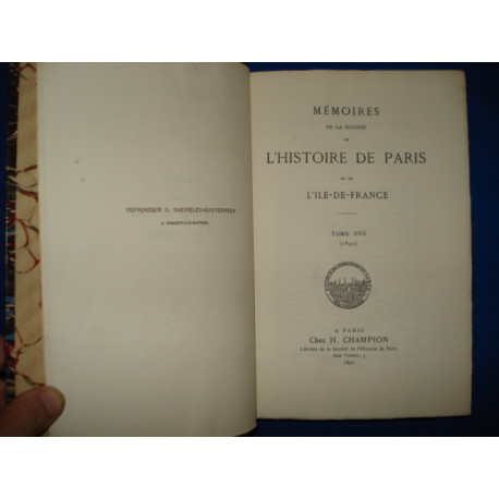 Mémoires de la Société de l'histoire de Paris et de l'Ile de...