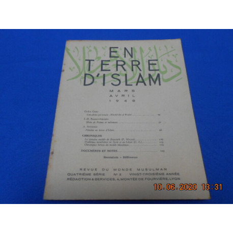 EN TERRE D'ISLAM. N°2. mars avril. Quatrième série. 23ème année