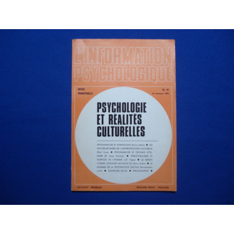 PSYCHOLOGIE ET REALITES CULTURELLES - L'information psychologique...