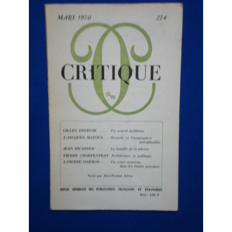 Critique Mars 1970 n° 274