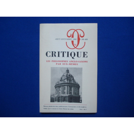 Critique n°399-400 aout-septembre 1980 les philosophes...