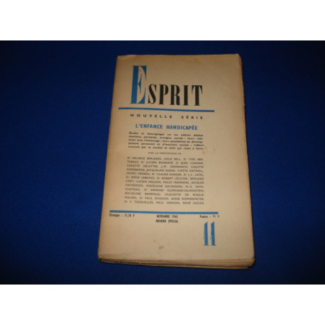 Revue Esprit - n°11 de novembre 1965 - 33eme année n° 343 - Numéro...