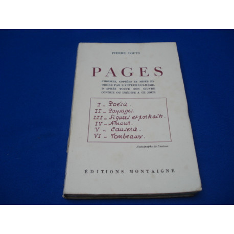 Pages choisies copiées et mise en ordre par l'auteur lui-même...