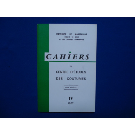 Cahiers du centre d'Etudes des Coutumes