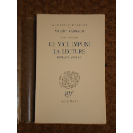 CE VICE IMPUNI LAL LECTURE. DOMAINE ANGLAIS [Tome III]