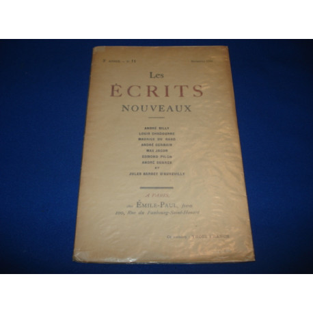 Les Ecrits Nouveaux. N°11. 3ème année. Novembre