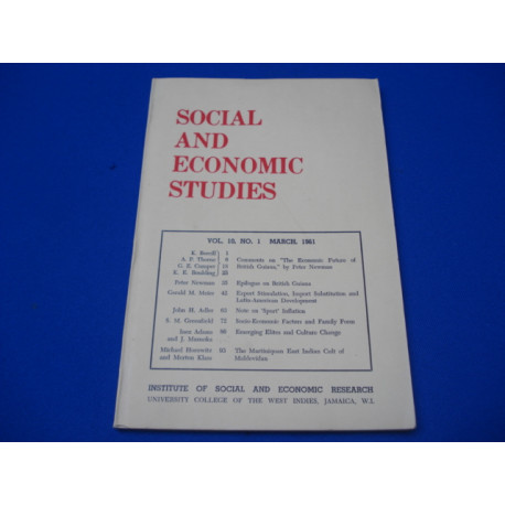 Social and economic studies. Vol. 10 n°1
