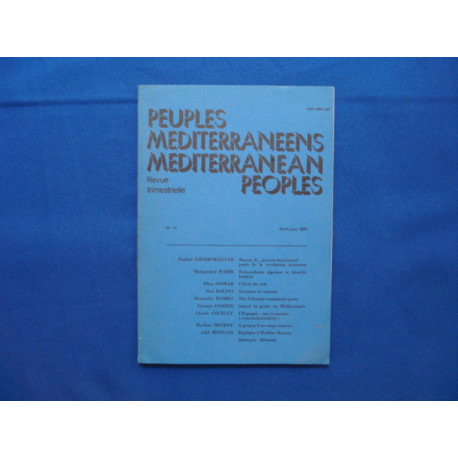 Peuples méditerranéens. Méditerranean Peoples. Juillet Septembre. N°4