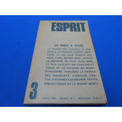 REVUE. : ESPRIT.N°3. MARS 1976. La Mort a Vivre