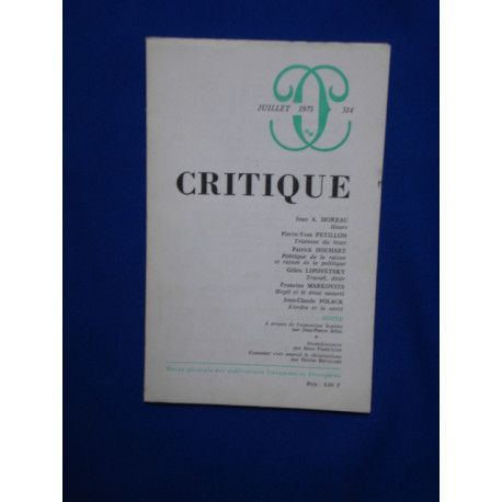 Crtique Juillet 1973 n° 314
