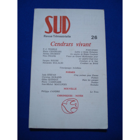 Sud Trimestrielle.N° 26. Cendrars Vivant
