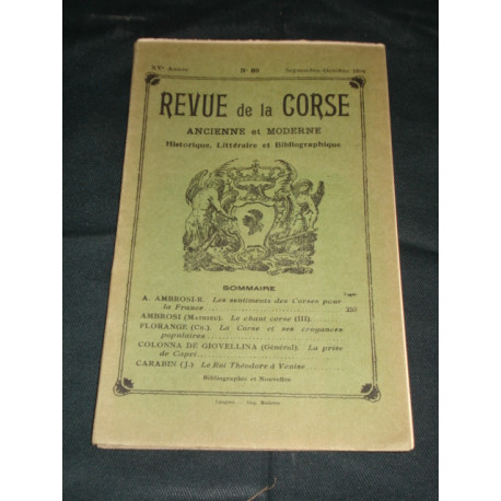 REVUE DE LA CORSE ANCIENNE ET MODERNES. SEPTEMBRE-OCTOBRE 1934