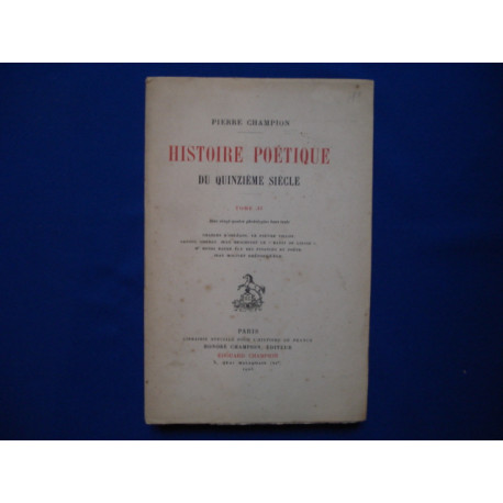 Histoire Poétique du Quinzième siècle