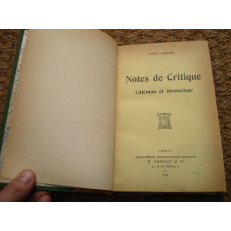Notes de critique Littéraire et Dramatique