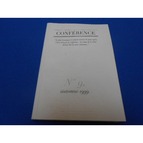Revue: CONFERENCE. La Frayeur. N°9 automne 1999