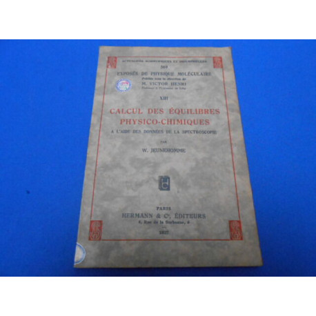 Calcul des équilibres physico-chimiques a l'aide des données de la...