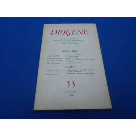 Revue: DIOGENE N°53. Revue Trimestrielle publiée sous les auspices...