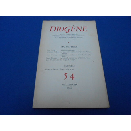 Revue: DIOGENE N°54. Revue Trimestrielle Publiée sous les Auspices...