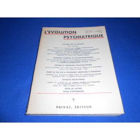 Revue: L'évolution psychiatrique. Tome XXXIX - Fasc. II Av. Juin -...