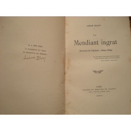 Le Mendiant Ingrat (journal de l'auteur 1892-1895)