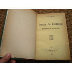 Notes de critique Littéraire et Dramatique