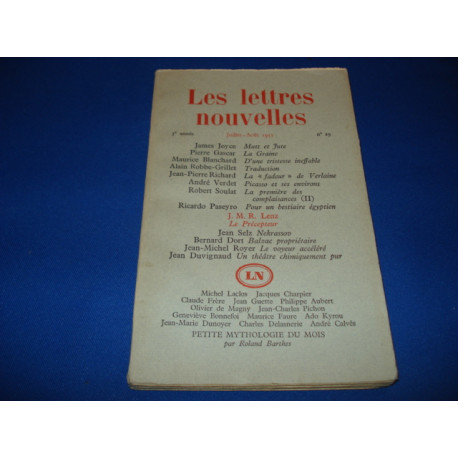 LES LETTRES NOUVELLES N°29. JUILLET AOUT 1955