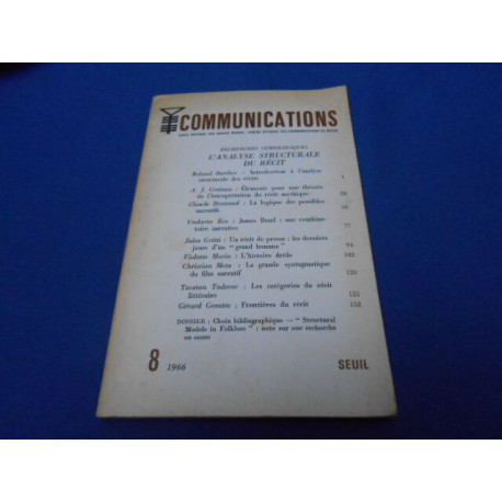 [REVUE]. COMMUNICATIONS. N°8. Recherches Sémiologiques. L'Analyse...
