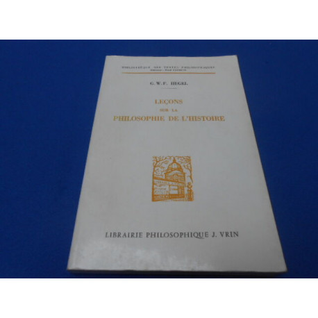 Leçons sur la philosophie de l'histoire