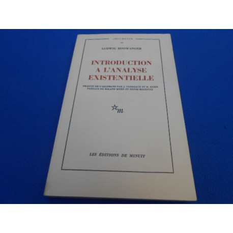 Introduction a l'analyse existentielle. Traduit de l'allemand par...