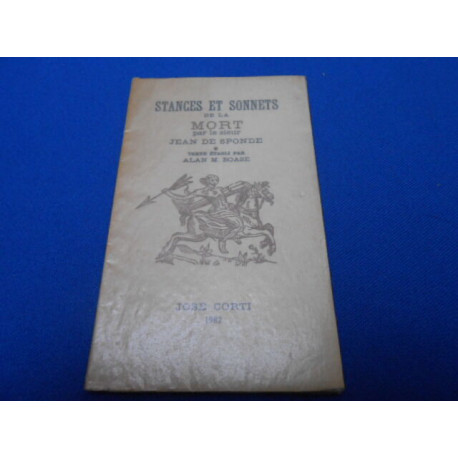 Stances et Sonnets de la Mort par le Sieur de Sponde